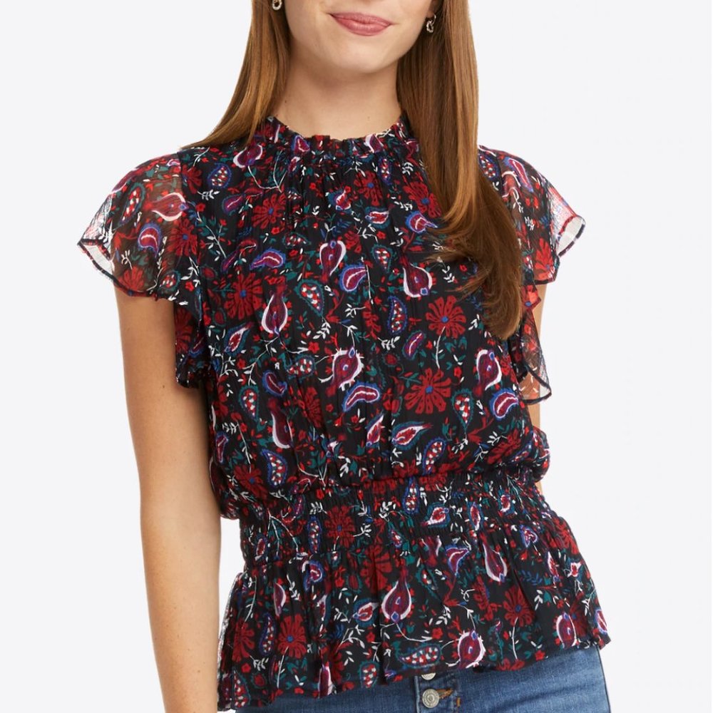Draper James Kacey Smocked Waist Top in Paisley